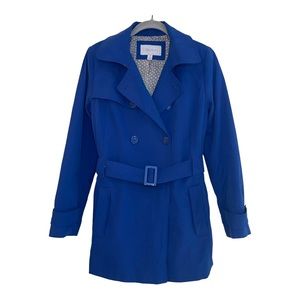 Relativity~Womens Small~ Dk Blue ~Belted Pea Coat Belted ~ Knee Length